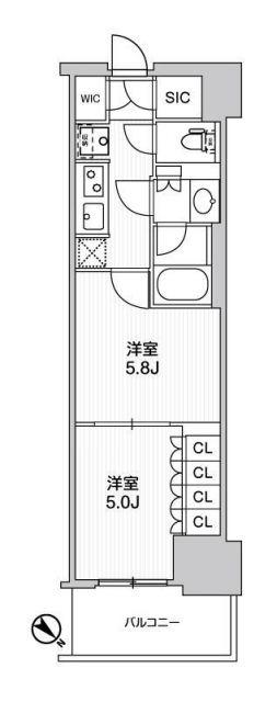 WORVE横浜伊勢佐木町(2K/10階)の間取り写真