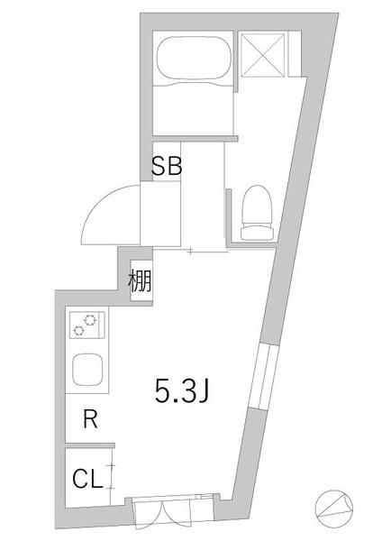 GRANDUO用賀II(ワンルーム/3階)の間取り写真