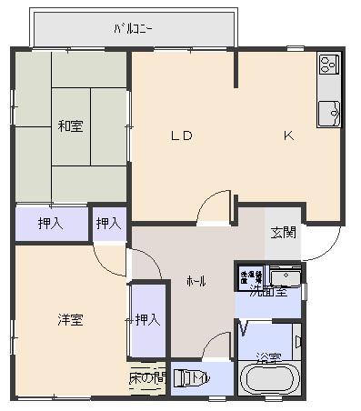 シーサイド山本II(2LDK/2階)の間取り写真