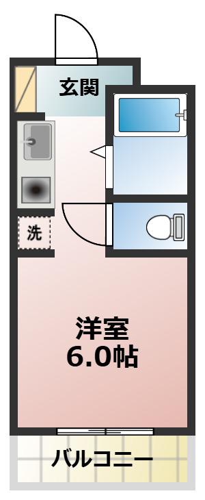 ビューパレー市川(1K/5階)の間取り写真