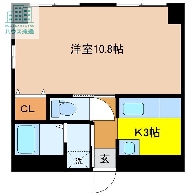 Rコート長崎(1K/2階)の間取り写真