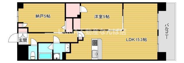 スプランディッド難波ウエストIII(2LDK/11階)の間取り写真