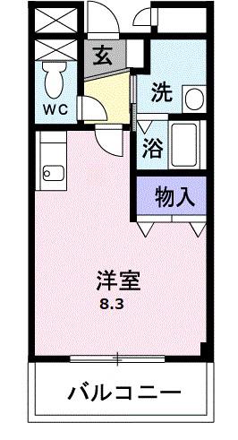 グレイスヴィラ(ワンルーム/2階)の間取り写真