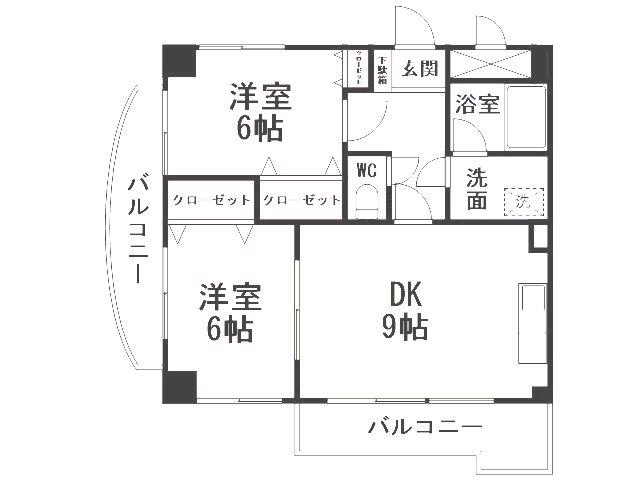 プラージュ門司港(2LDK/6階)の間取り写真