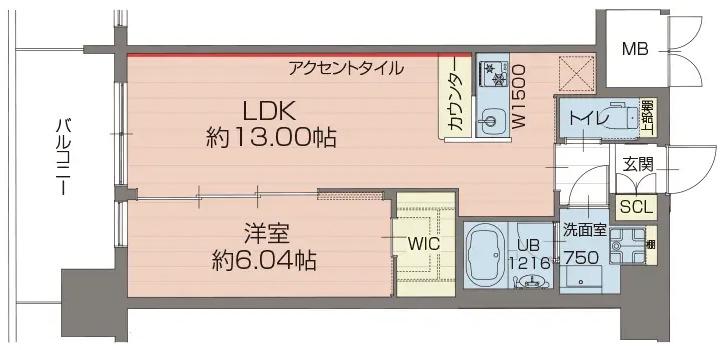プレジオ梅田(1LDK/13階)の間取り写真