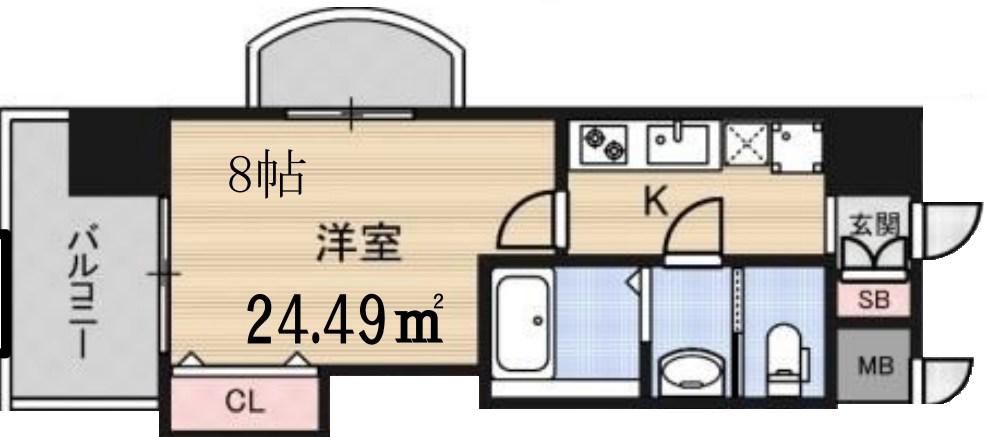 LUXE新大阪イーストII(1K/8階)の間取り写真