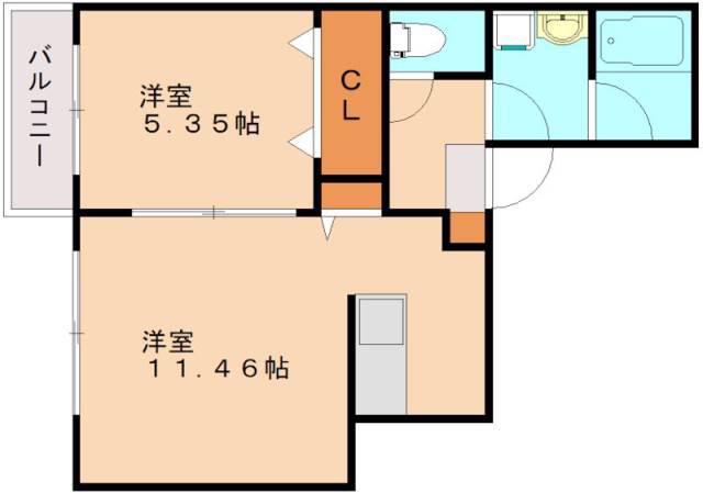 アップユア(1LDK/2階)の間取り写真