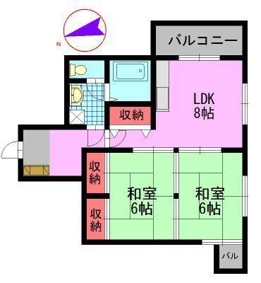 霧ケ丘芙陽グランドマンション(2LDK/2階)の間取り写真