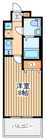 ボーノ相模大野スカイフラッツ(1K/13階)の間取り写真