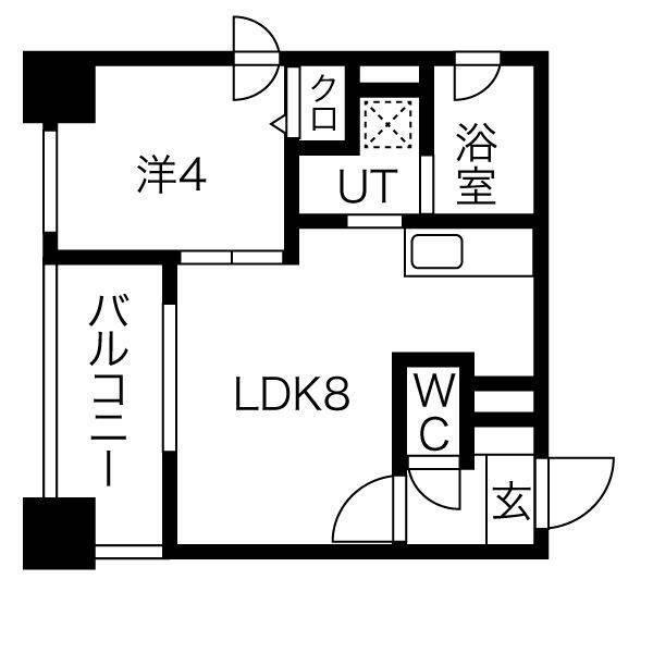 クラッセ麻生ステーション(1LDK/8階)の間取り写真