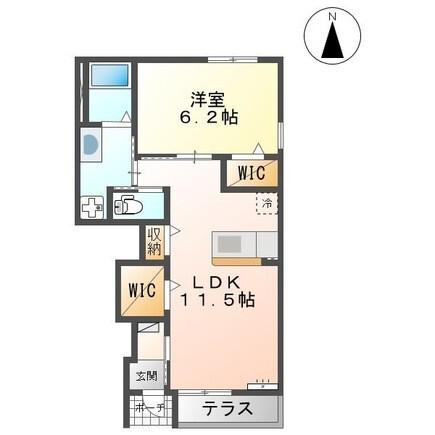 ボルーナII(1LDK/1階)の間取り写真