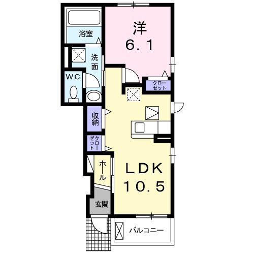 カーサ ルピナス I(1LDK/1階)の間取り写真