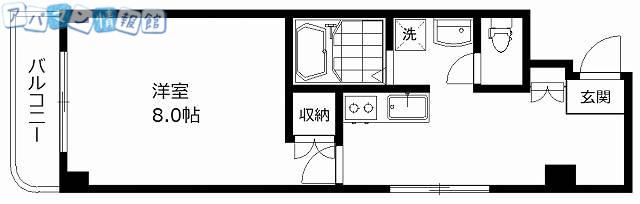 プリムヴェール(1K/2階)の間取り写真
