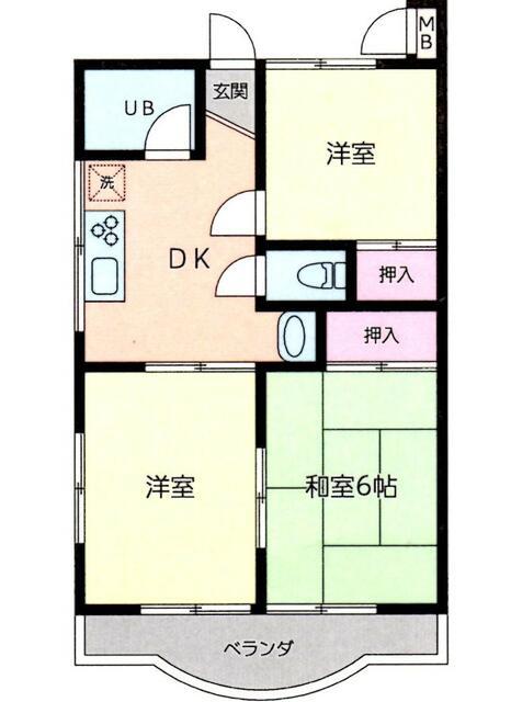 エスポワール王禅寺(3DK/4階)の間取り写真