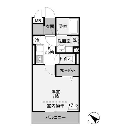 グラン ディーオ(1K/1階)の間取り写真