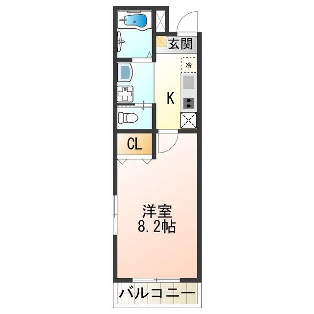 ブライト日根野(1K/3階)の間取り写真