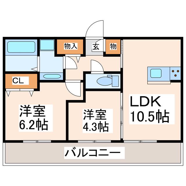 パークヴィラ杉水I(2LDK/1階)の間取り写真