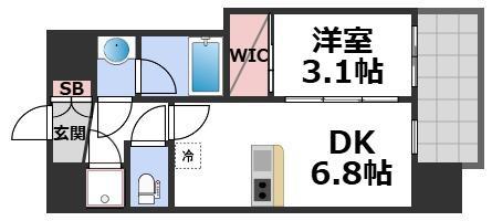 コンフォリア・リヴ大阪本町(1DK/6階)の間取り写真