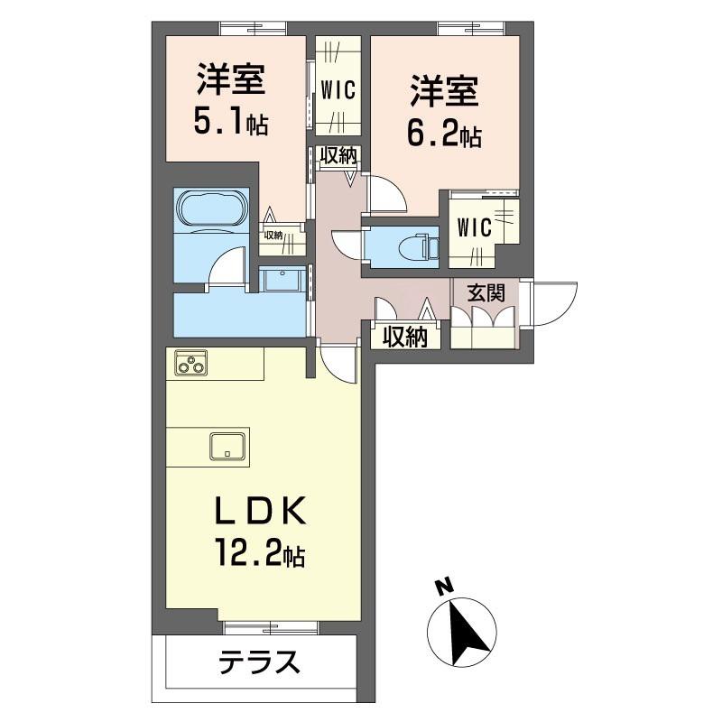 プエンテ アルト(2LDK/1階)の間取り写真