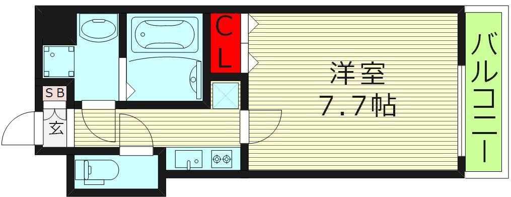 S-RESIDENCE緑橋駅前(1K/9階)の間取り写真