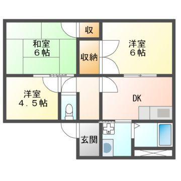 フレグランス江並A(3DK/2階)の間取り写真