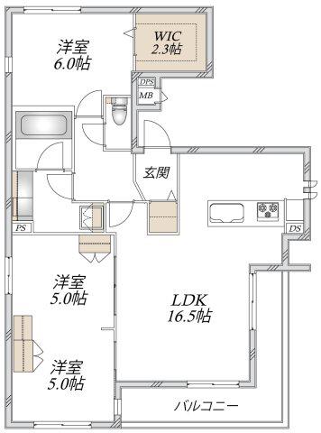 MANSION KAZAN(3LDK/3階)の間取り写真