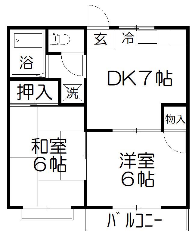コーポ北部(2DK/2階)の間取り写真