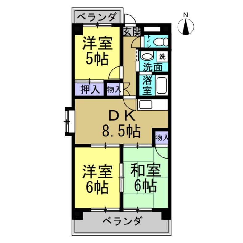 ルミエール東新(3DK/5階)の間取り写真