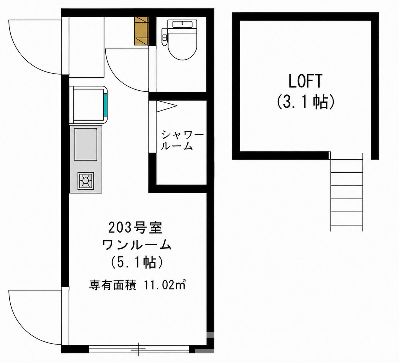 ハーモニーテラス・THEROOMNINE新高円寺(ワンルーム/2階)の間取り写真