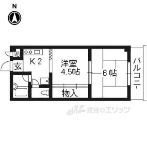 Mプラザ大住弐番館(2K/2階)の間取り写真