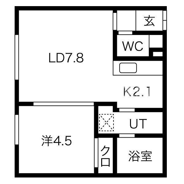CONTATTO黄金北(1LDK/3階)の間取り写真