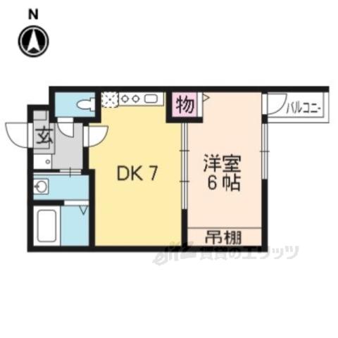フォルトゥーナ中堂寺(1DK/3階)の間取り写真