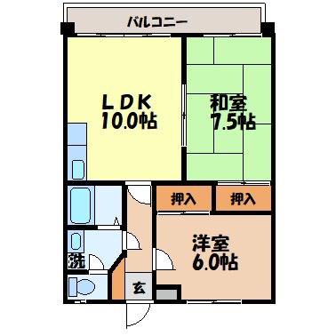 ソシアル山下(2LDK/2階)の間取り写真