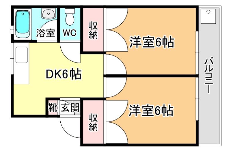 第ニ伏田マンション(2DK/1階)の間取り写真