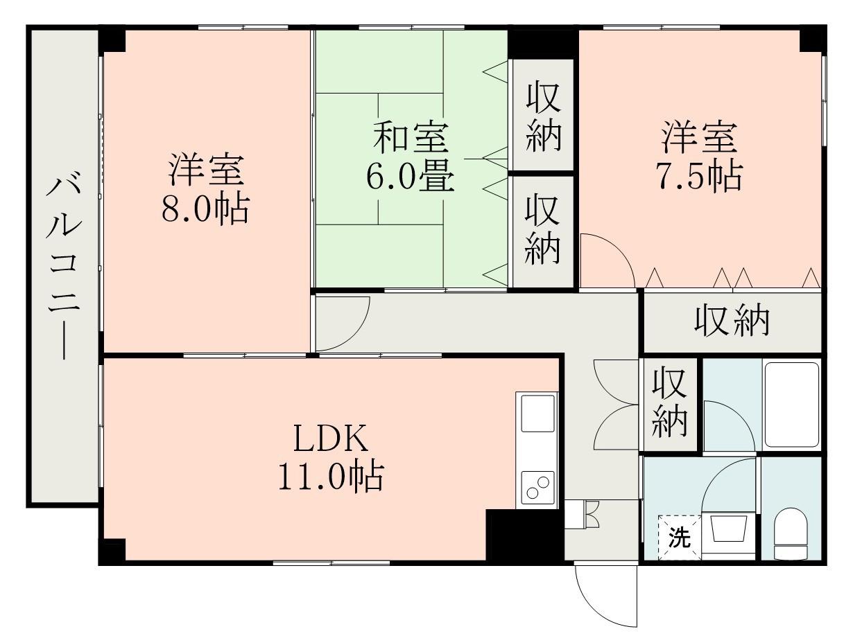M5ビル(3LDK/3階)の間取り写真