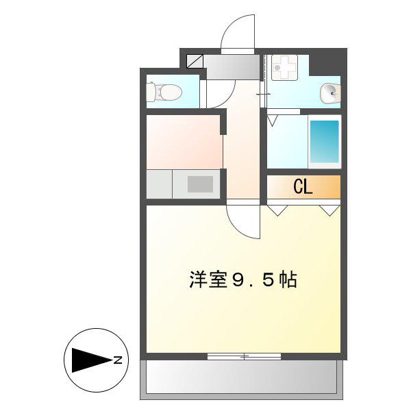 鶴羽之彩(1K/1階)の間取り写真