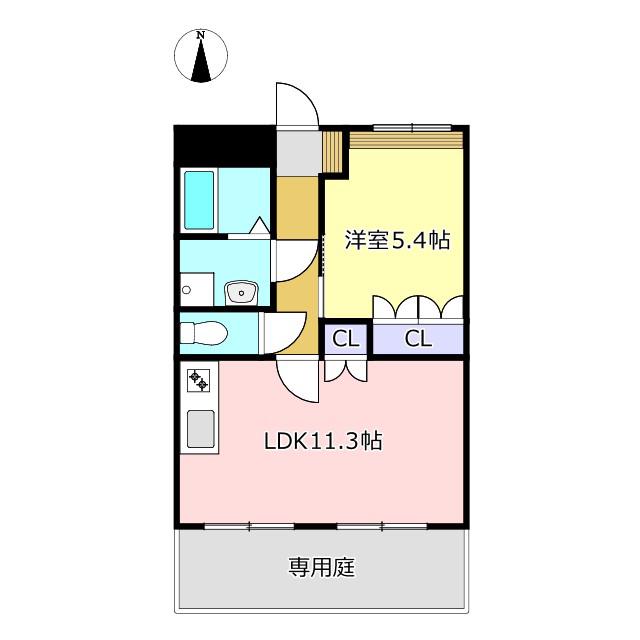 ハイツルーエン(1LDK/2階)の間取り写真