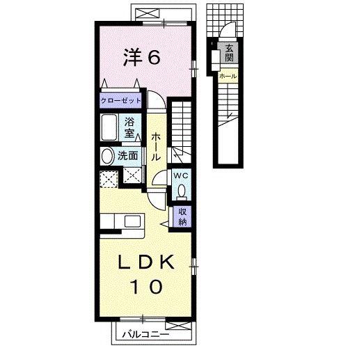 プリムローズC(1LDK/2階)の間取り写真