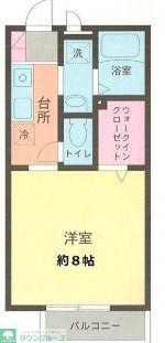 クロノス古淵ノース(1K/2階)の間取り写真