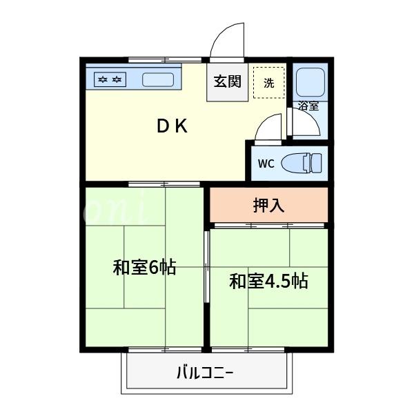 サンハウス吉澤(2DK/2階)の間取り写真