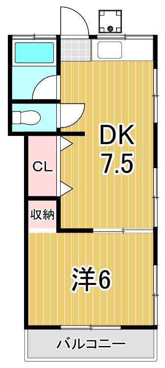 漆山荘(1DK/2階)の間取り写真
