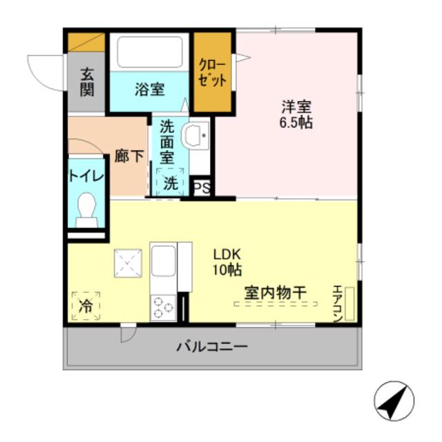 ディーエムズ(1LDK/1階)の間取り写真