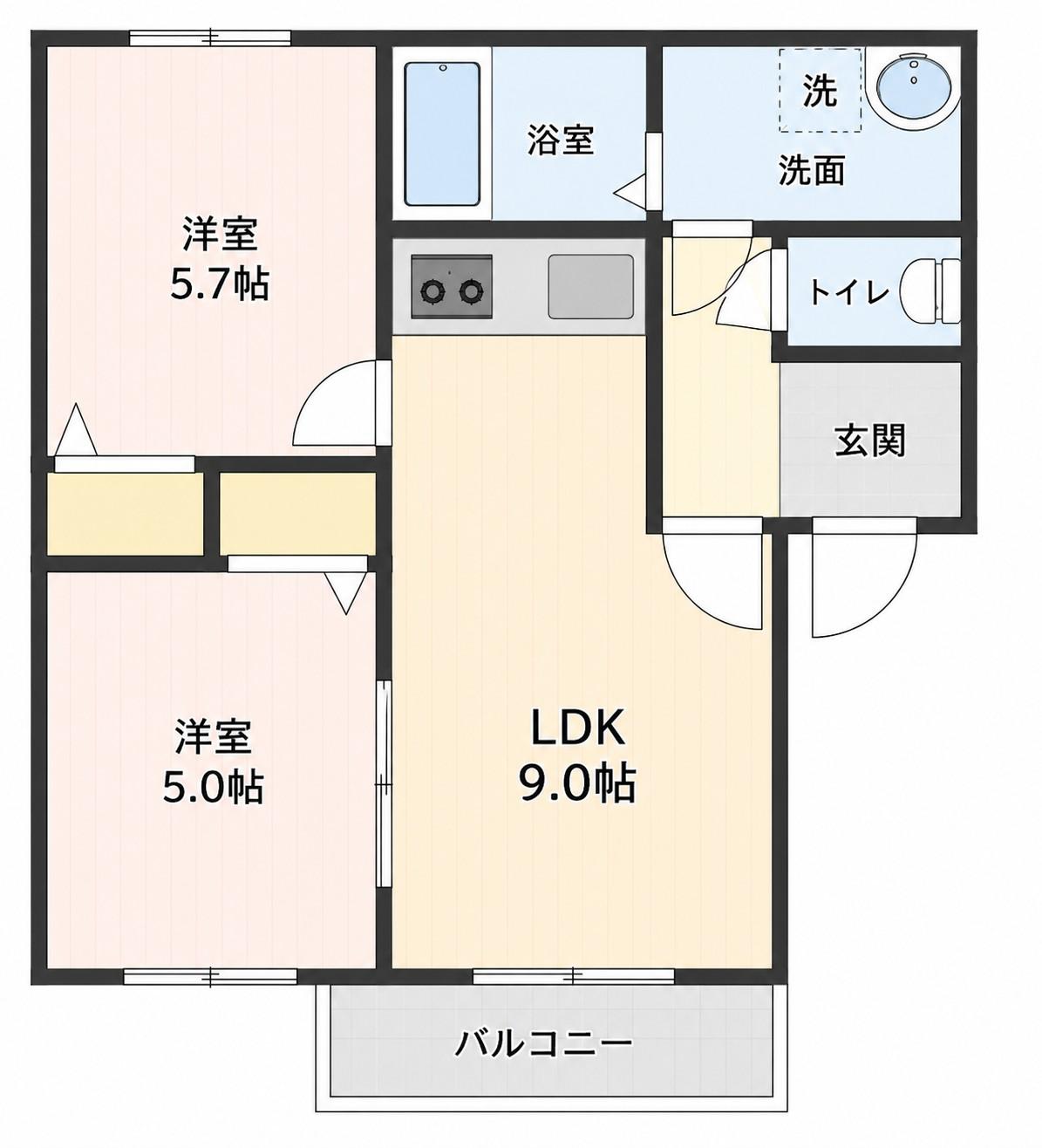 レジデンス馬場(2LDK/1階)の間取り写真