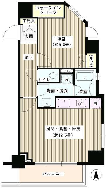 グローリオ東新宿(1LDK/9階)の間取り写真