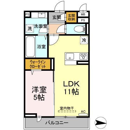 フェールII(1LDK/3階)の間取り写真