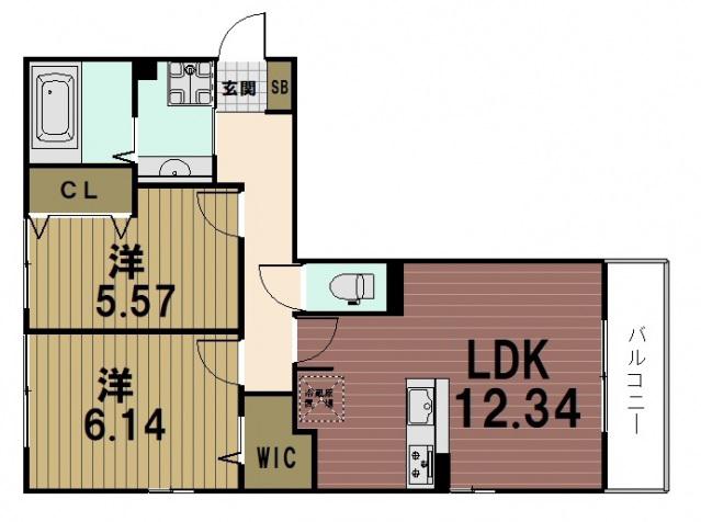 ウエストパスI(2LDK/3階)の間取り写真