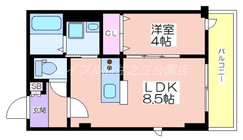 MAISON BLANCHE NAGAI(1LDK/2階)の間取り写真