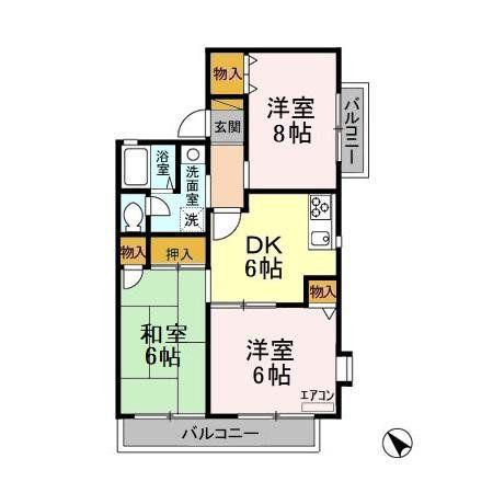 グランドサン壱弐参伍(3DK/2階)の間取り写真