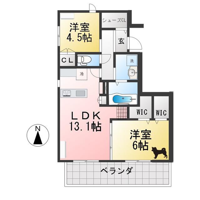 PRESSO さくら(2LDK/2階)の間取り写真