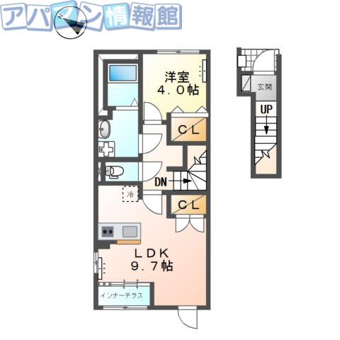 アヴニール(1LDK/2階)の間取り写真